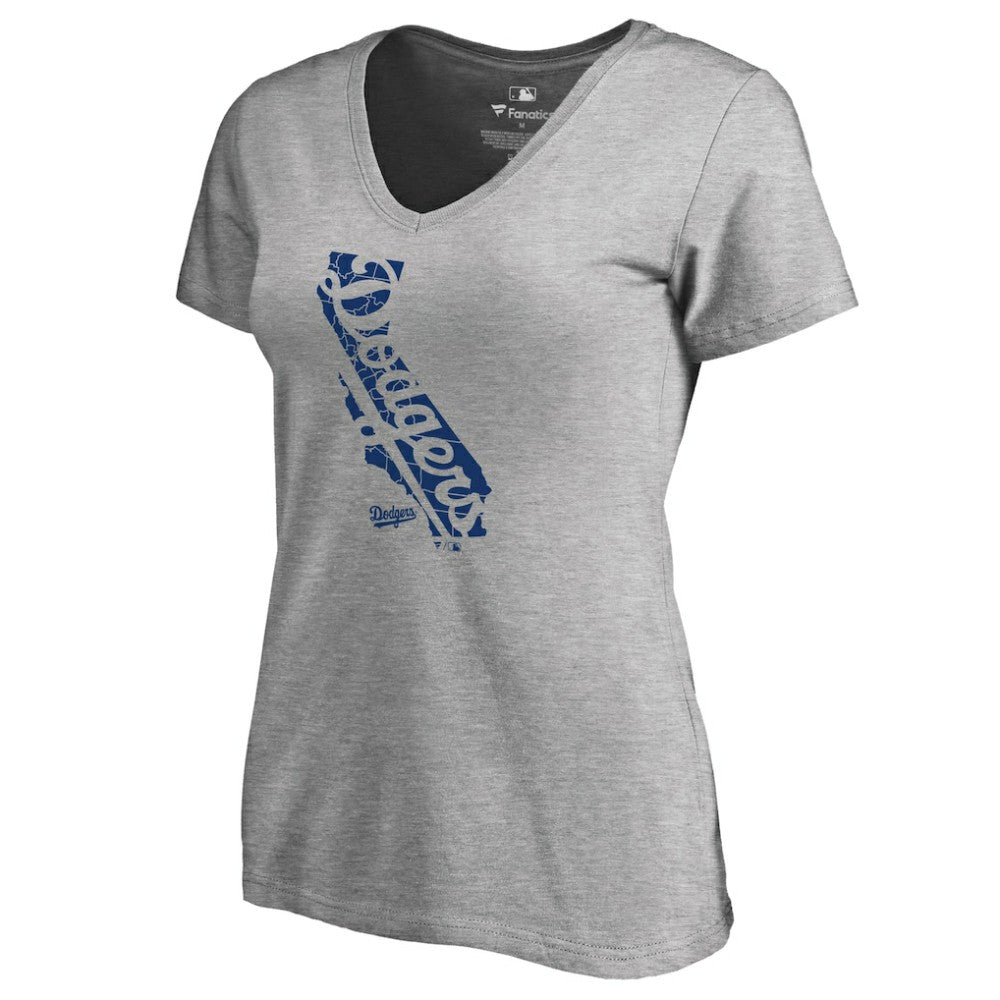 Los Angeles Dodgers Women's Hometown Collection Knockout State V-Neck T-Shirt | MLB On Sale