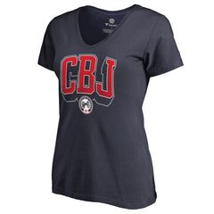 Columbus Blue Jackets Women's Fan Favorite Team Slogan V-Neck T-Shirt Discount
