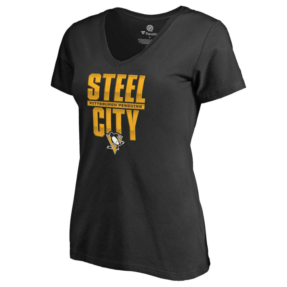 Pittsburgh Penguins Women's Fan Favorite Team Slogan V-Neck T-Shirt Discount