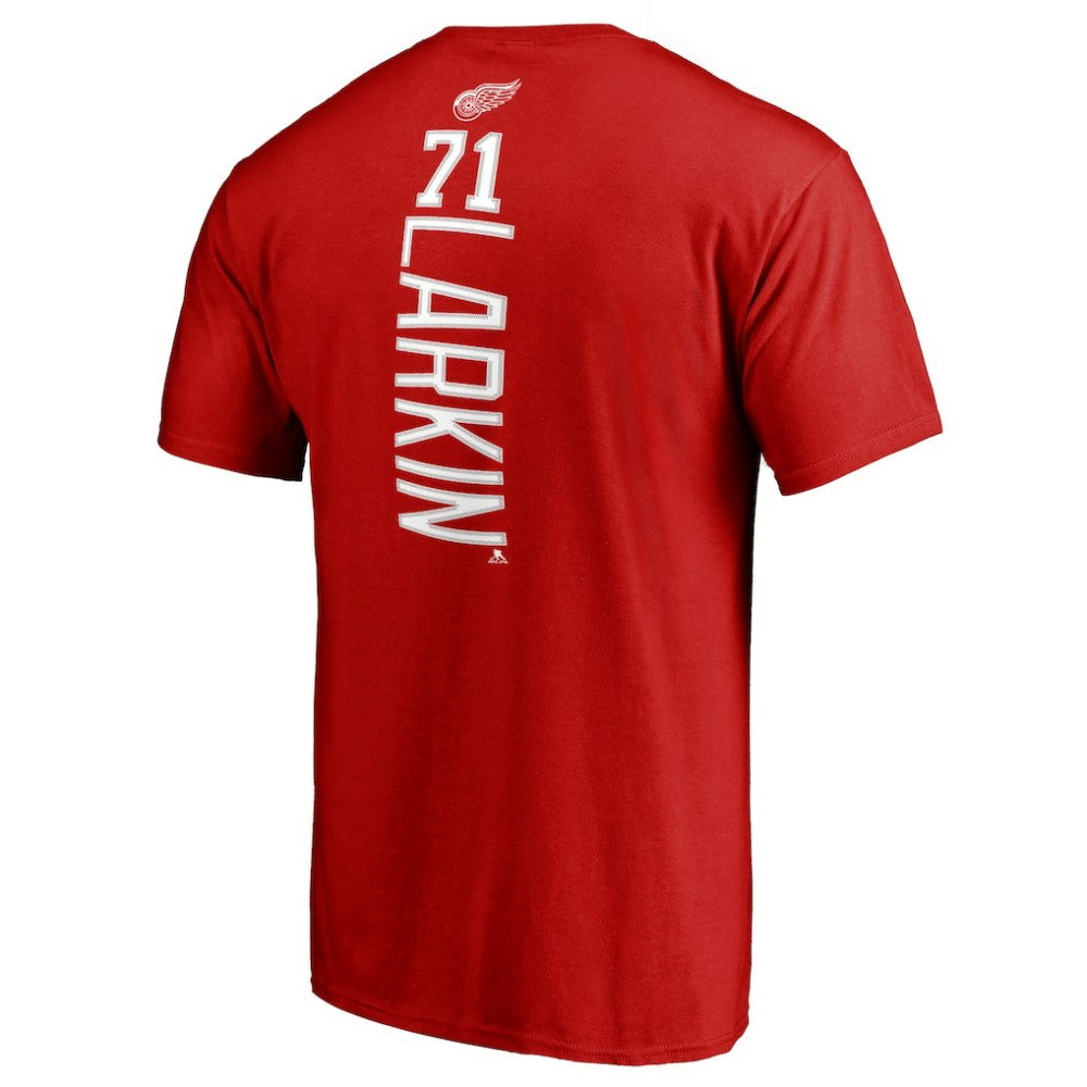 Dylan Larkin Detroit Red Wings Team Logo Backer Name & Number T-Shirt On Sale
