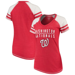 Washington Nationals Soft as a Grape Women's Color Block V-Neck T-Shirt | MLB Shop