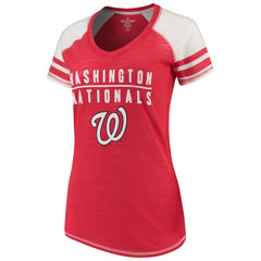 Washington Nationals Soft as a Grape Women's Color Block V-Neck T-Shirt | MLB Shop