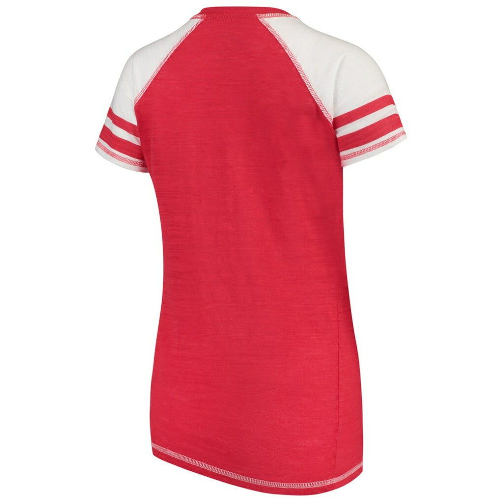 Washington Nationals Soft as a Grape Women's Color Block V-Neck T-Shirt | MLB Shop