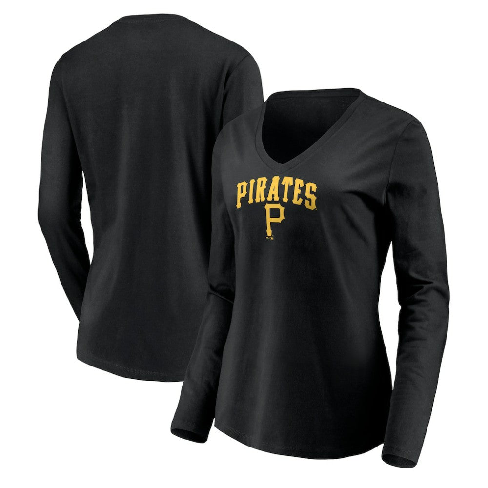 Pittsburgh Pirates Women's Cooperstown Collection Wahconah Long Sleeve V-Neck T-Shirt | MLB Discount