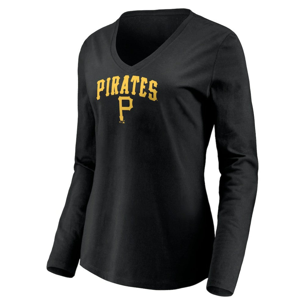 Pittsburgh Pirates Women's Cooperstown Collection Wahconah Long Sleeve V-Neck T-Shirt | MLB Discount