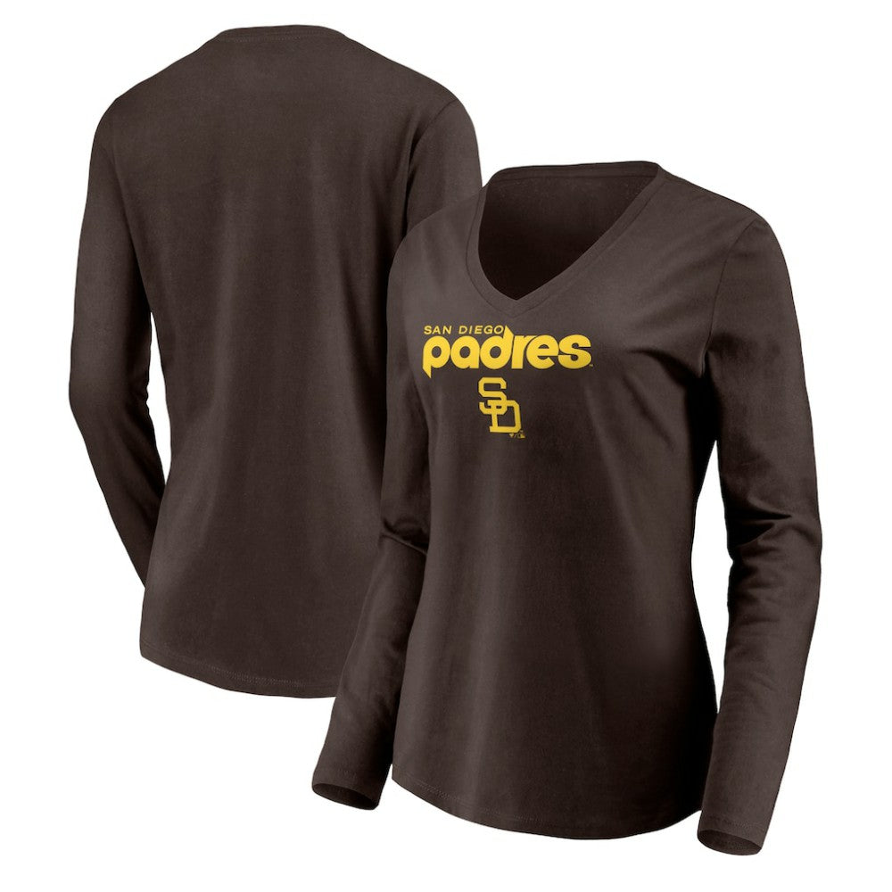San Diego Padres Women's Cooperstown Collection Wahconah Long Sleeve V-Neck T-Shirt | MLB Shop
