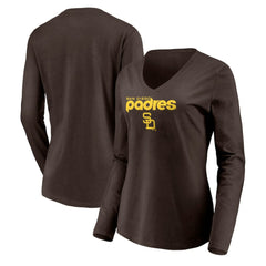 San Diego Padres Women's Cooperstown Collection Wahconah Long Sleeve V-Neck T-Shirt | MLB Shop