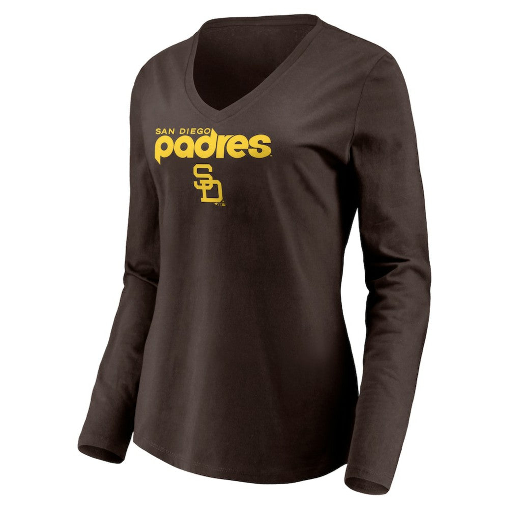 San Diego Padres Women's Cooperstown Collection Wahconah Long Sleeve V-Neck T-Shirt | MLB Shop