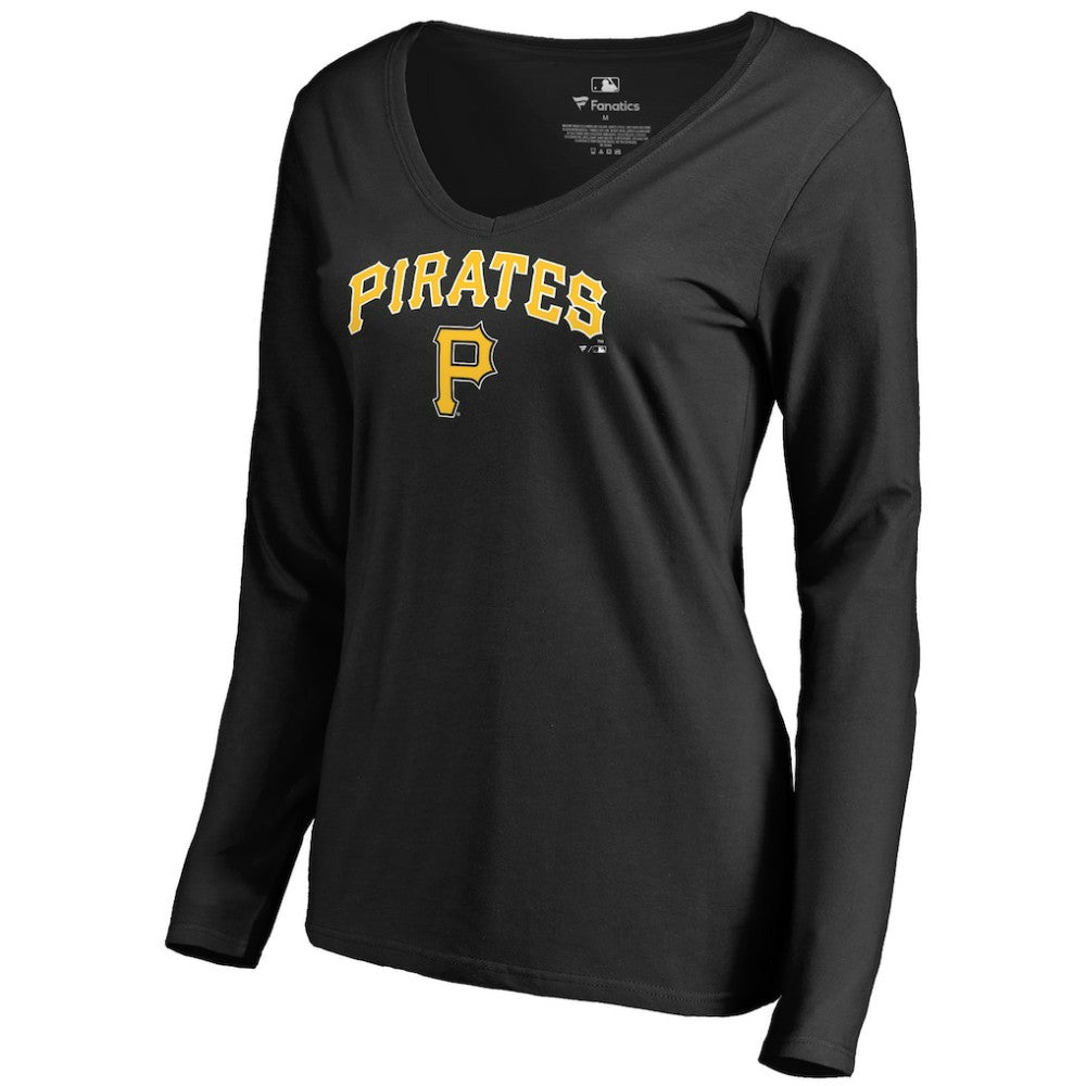 Pittsburgh Pirates Women's Team Lockup Slim Fit Long Sleeve V-Neck T-Shirt | MLB Sale