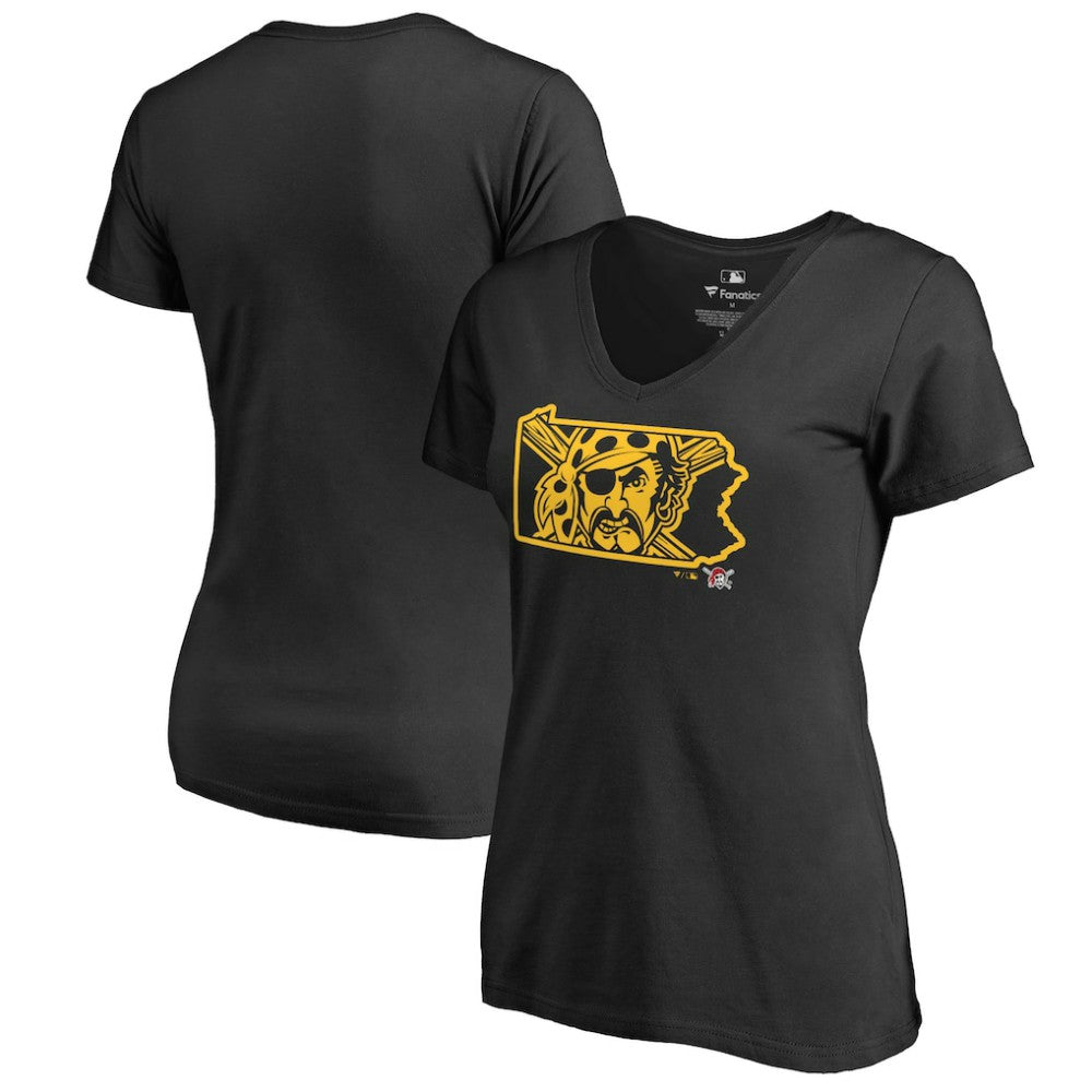 Pittsburgh Pirates Women's Hometown Collection Bucco State V-Neck T-Shirt | MLB Shop