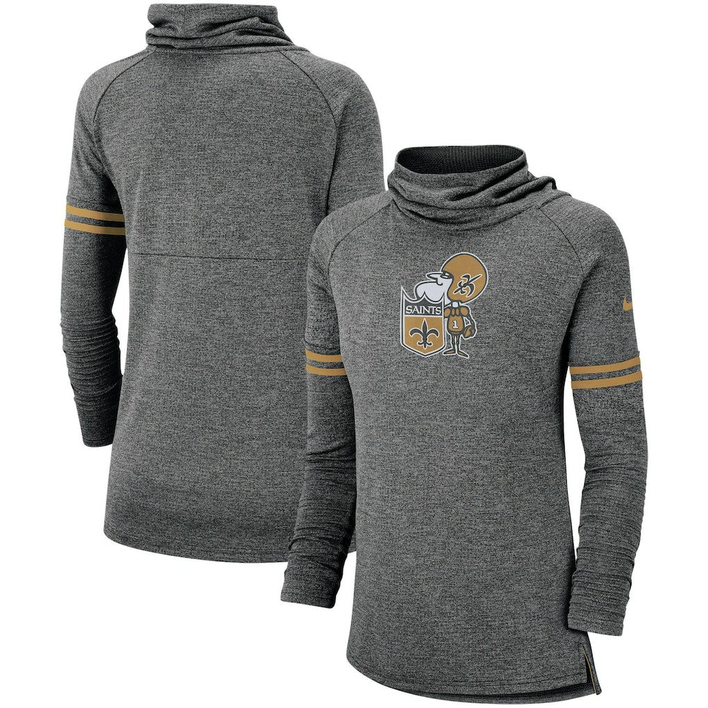 New Orleans Saints Nike Women's Historic Marks Long Sleeve Tri-Blend Funnel Sweatshirt