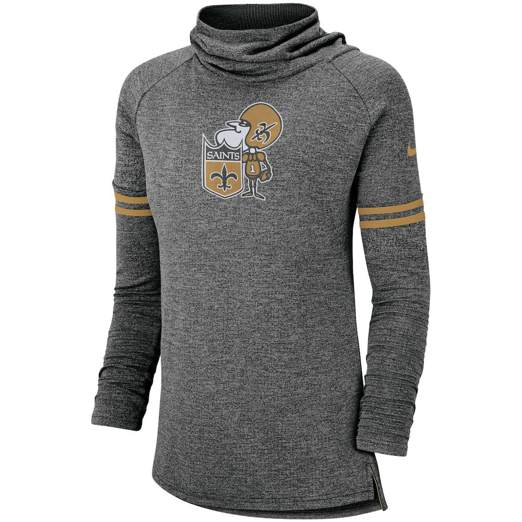 New Orleans Saints Nike Women's Historic Marks Long Sleeve Tri-Blend Funnel Sweatshirt