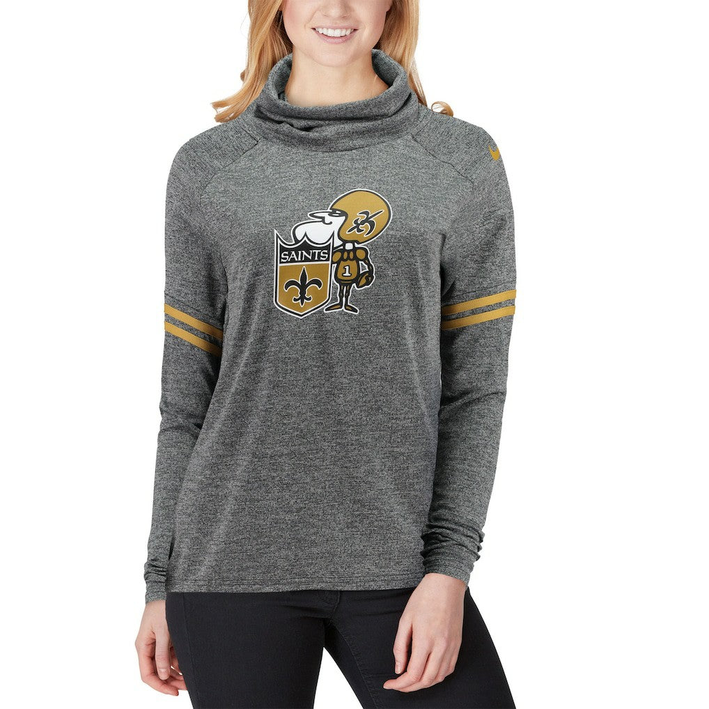 New Orleans Saints Nike Women's Historic Marks Long Sleeve Tri-Blend Funnel Sweatshirt