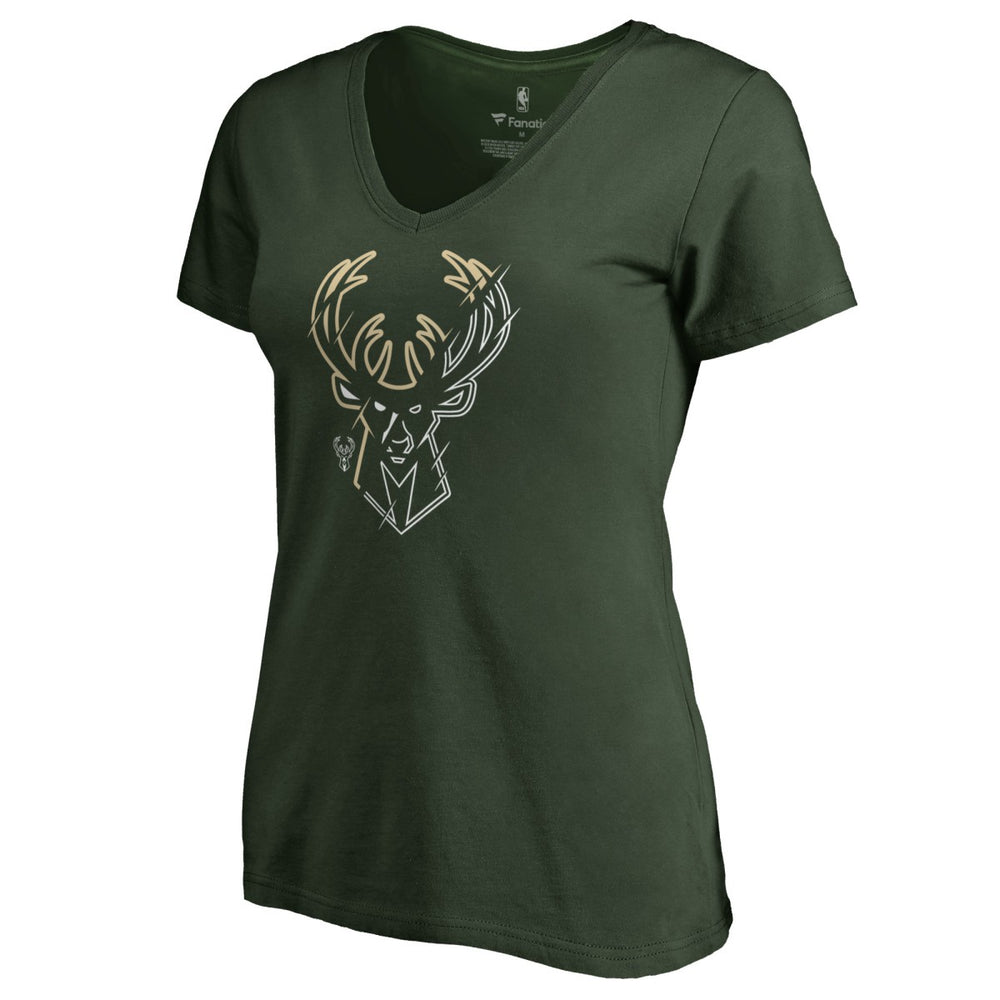 Milwaukee Bucks Women's X-Ray Slim Fit V-Neck T-Shirt Online