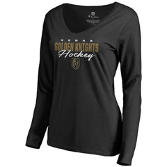 Vegas Golden Knights Women's Iconic Collection Script Assist Long Sleeve V-Neck T-Shirt Online