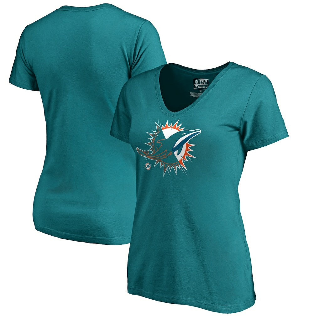 Miami Dolphins  Women's X-Ray Slim Fit V-Neck T-Shirt