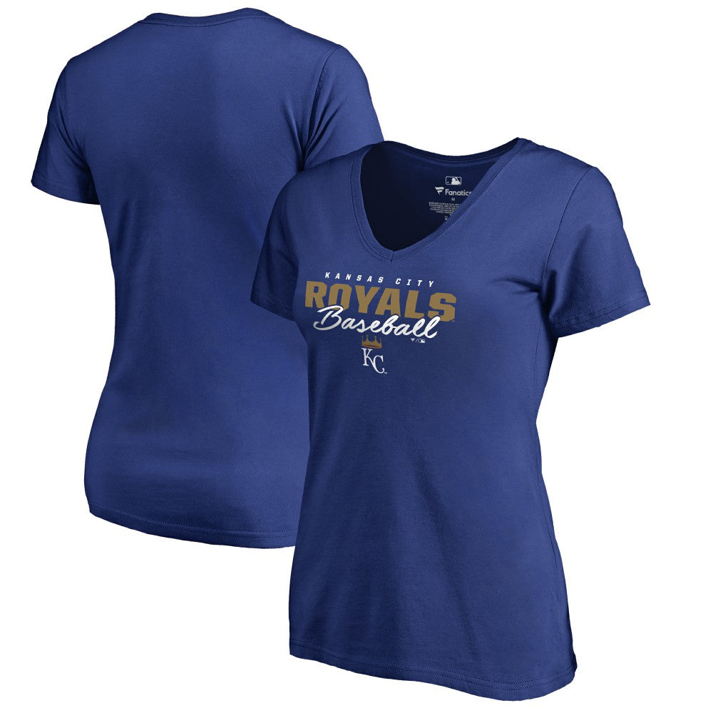 Kansas City Royals Women's Script Assist V-Neck T-Shirt | MLB Outlet