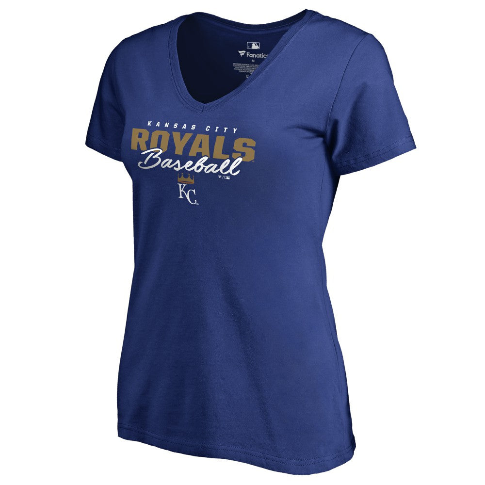Kansas City Royals Women's Script Assist V-Neck T-Shirt | MLB Outlet