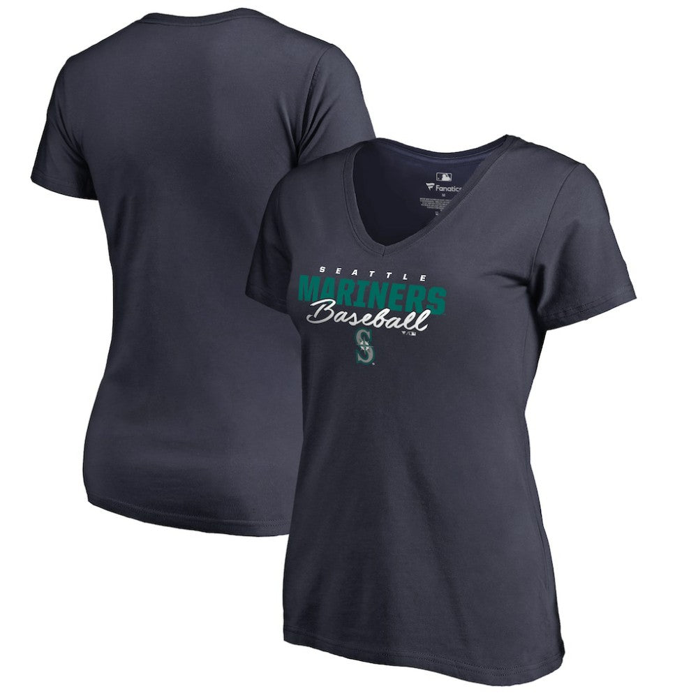 Seattle Mariners Women's Script Assist V-Neck T-Shirt | MLB Outlet