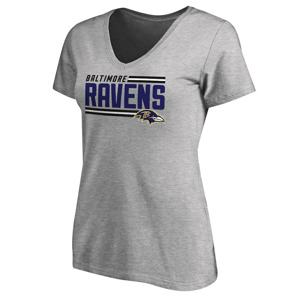 Baltimore Ravens  Women's Iconic Collection On Side Stripe V-Neck T-Shirt
