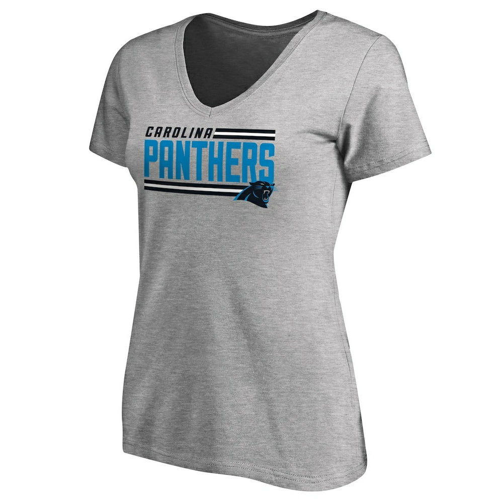 Carolina Panthers  Women's Iconic Collection On Side Stripe V-Neck T-Shirt