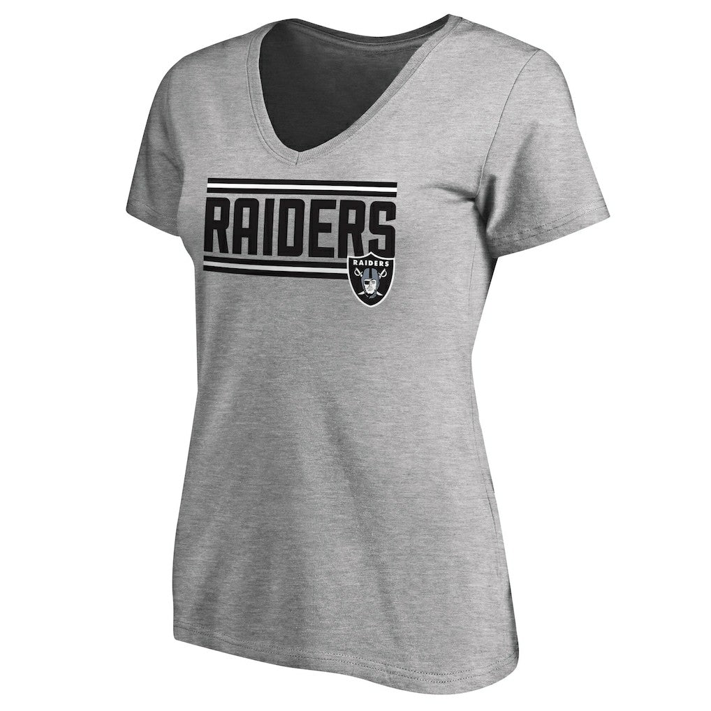 Las Vegas Raiders  Women's Iconic Collection On Side Stripe V-Neck T-Shirt