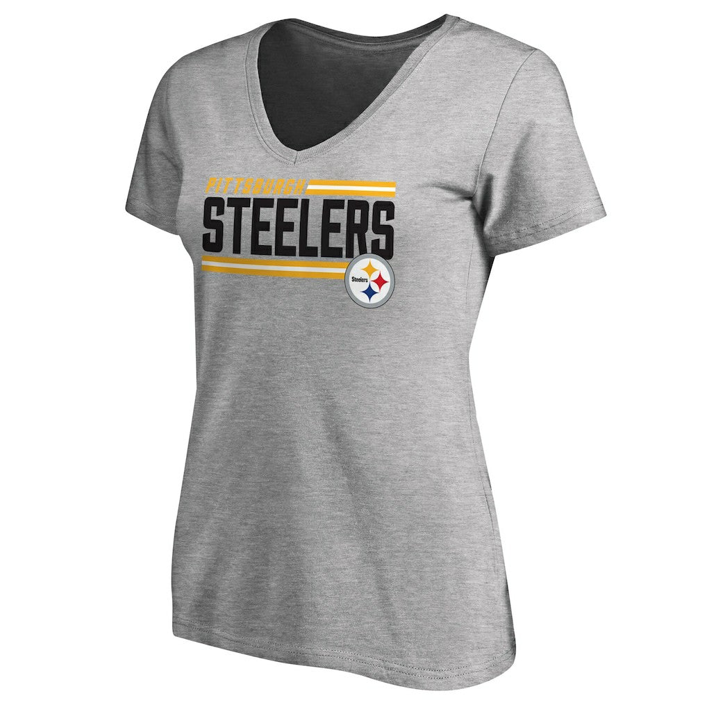 Pittsburgh Steelers  Women's Iconic Collection On Side Stripe V-Neck T-Shirt