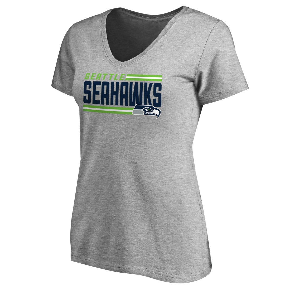 Seattle Seahawks  Women's Iconic Collection On Side Stripe V-Neck T-Shirt