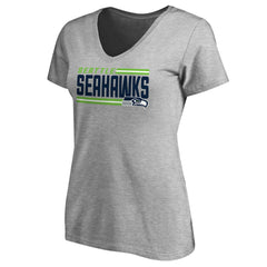 Seattle Seahawks  Women's Iconic Collection On Side Stripe V-Neck T-Shirt