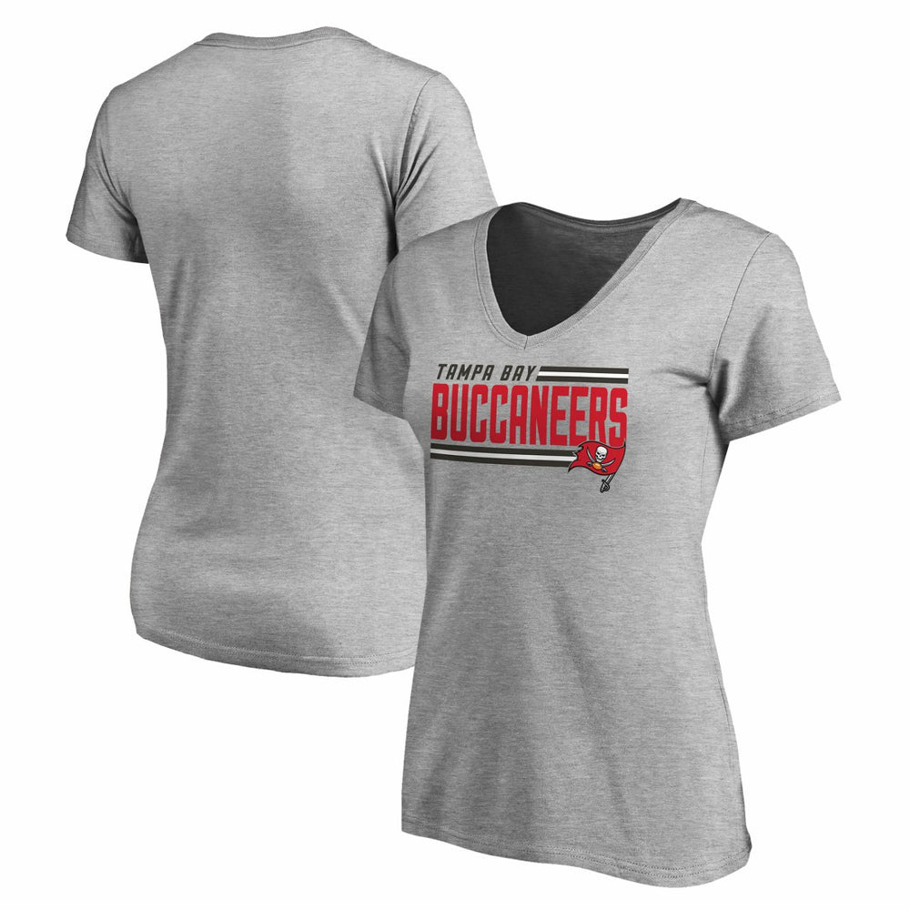Tampa Bay Buccaneers  Women's Iconic Collection On Side Stripe V-Neck T-Shirt
