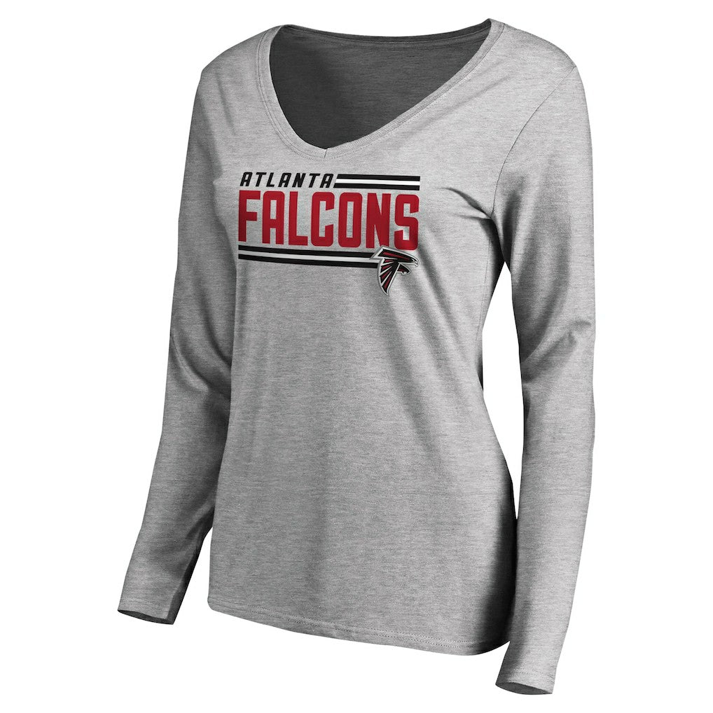 Atlanta Falcons  Women's Iconic Collection On Side Stripe Long Sleeve V-Neck T-Shirt