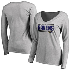 Baltimore Ravens  Women's Iconic Collection On Side Stripe Long Sleeve V-Neck T-Shirt