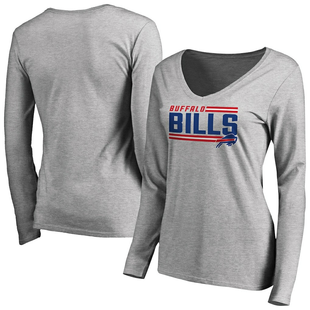 Buffalo Bills  Women's Iconic Collection On Side Stripe Long Sleeve V-Neck T-Shirt