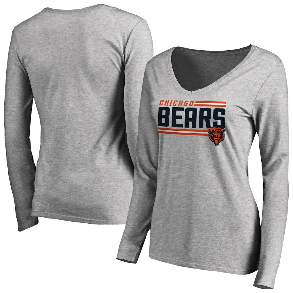 Chicago Bears  Women's Iconic Collection On Side Stripe Long Sleeve V-Neck T-Shirt