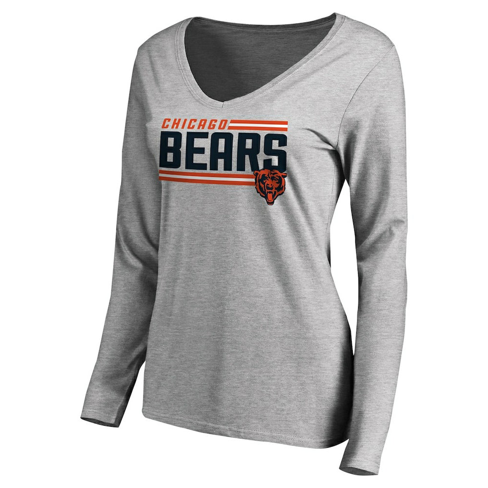 Chicago Bears  Women's Iconic Collection On Side Stripe Long Sleeve V-Neck T-Shirt