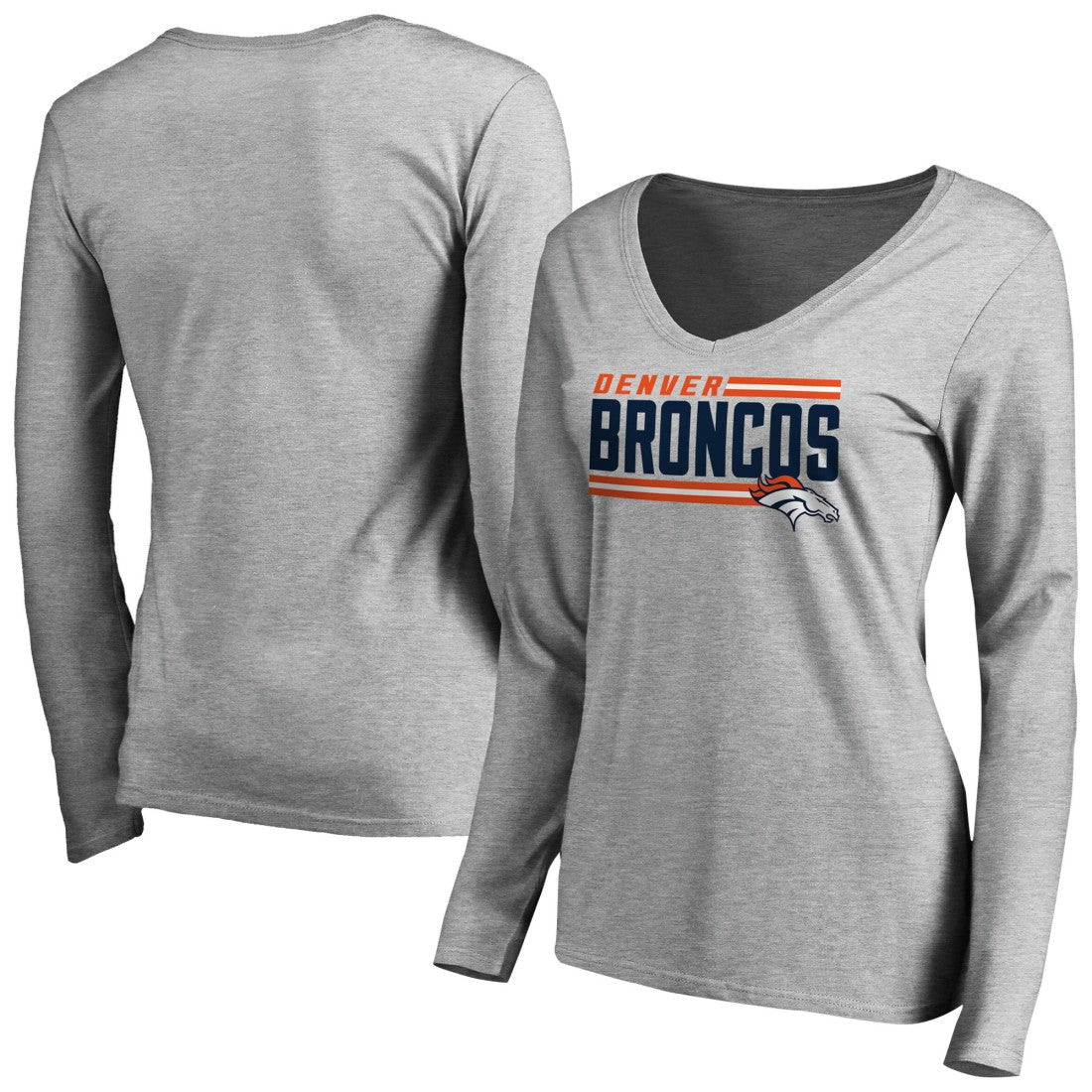 Denver Broncos  Women's Iconic Collection On Side Stripe Long Sleeve V-Neck T-Shirt