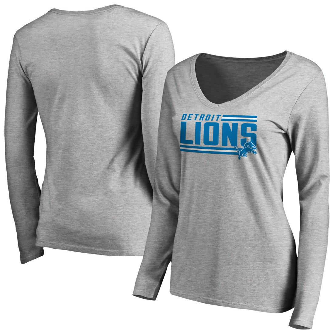 Detroit Lions  Women's Iconic Collection On Side Stripe Long Sleeve V-Neck T-Shirt