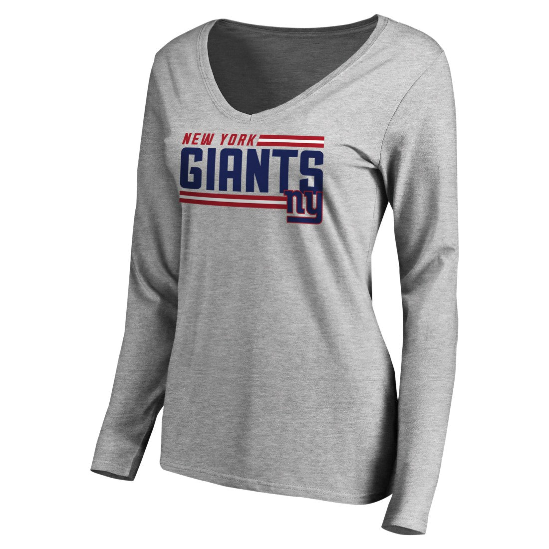 New York Giants  Women's Iconic Collection On Side Stripe Long Sleeve V-Neck T-Shirt