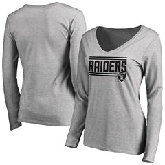 Las Vegas Raiders  Women's Iconic Collection On Side Stripe Long Sleeve V-Neck T-Shirt