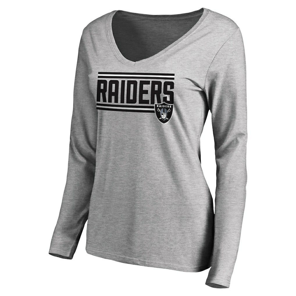 Las Vegas Raiders  Women's Iconic Collection On Side Stripe Long Sleeve V-Neck T-Shirt