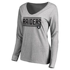 Las Vegas Raiders  Women's Iconic Collection On Side Stripe Long Sleeve V-Neck T-Shirt