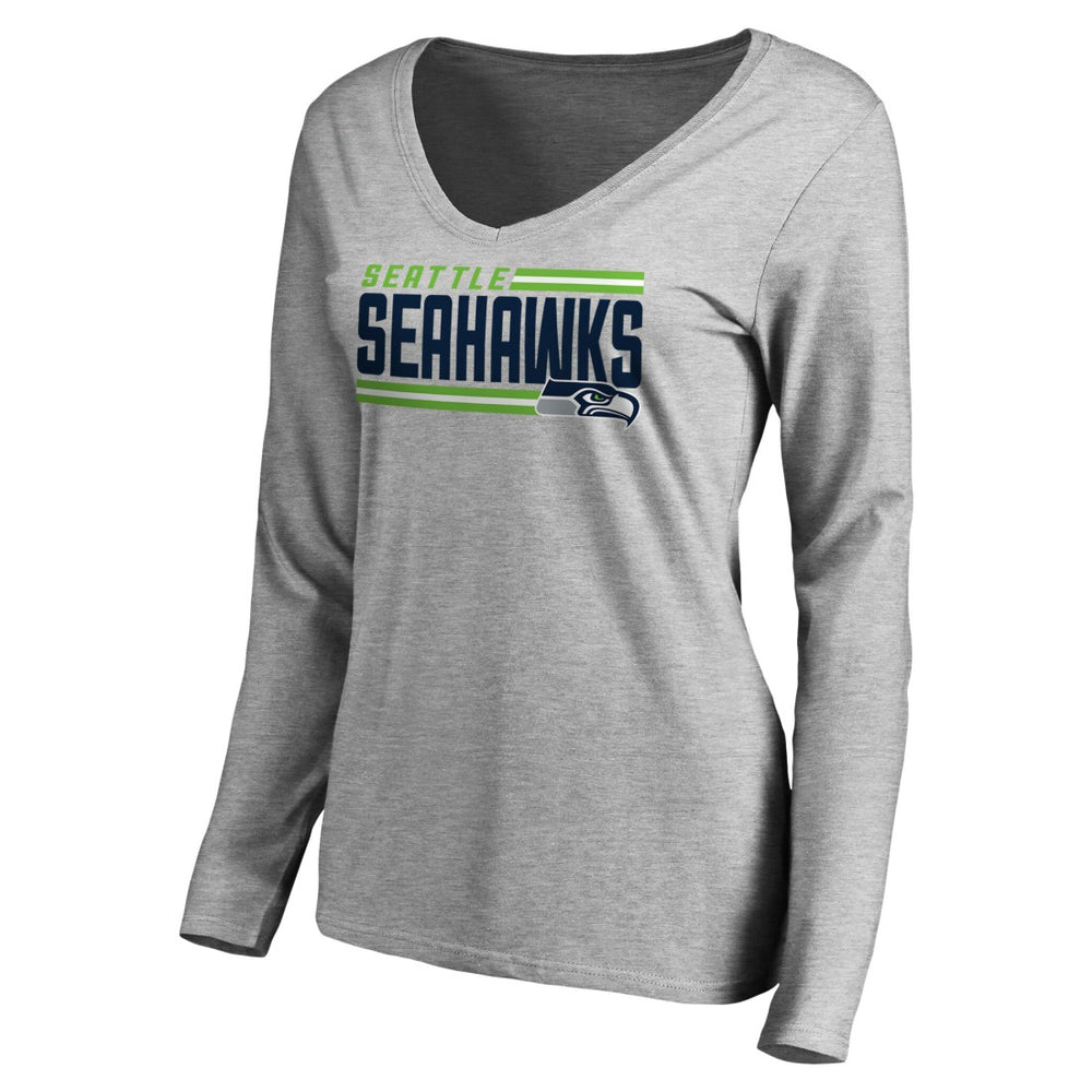Seattle Seahawks  Women's Iconic Collection On Side Stripe Long Sleeve V-Neck T-Shirt