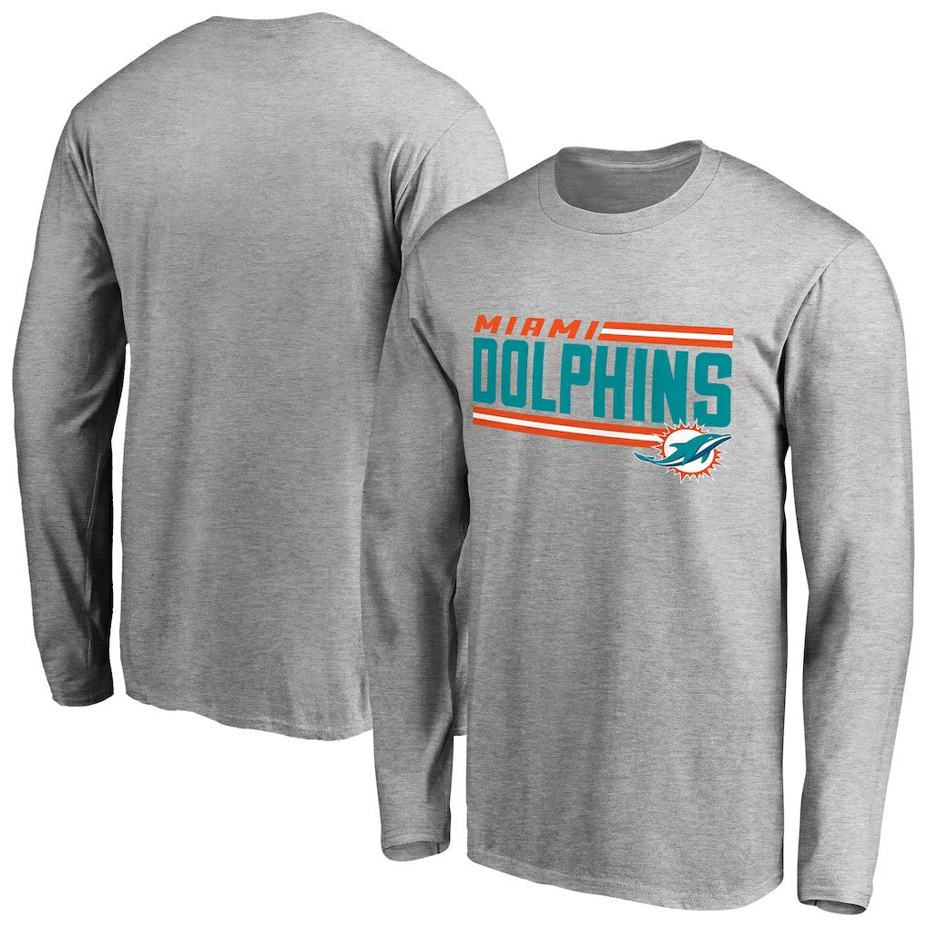 Miami Dolphins  Iconic Collection On Side Stripe Long Sleeve T-Shirt