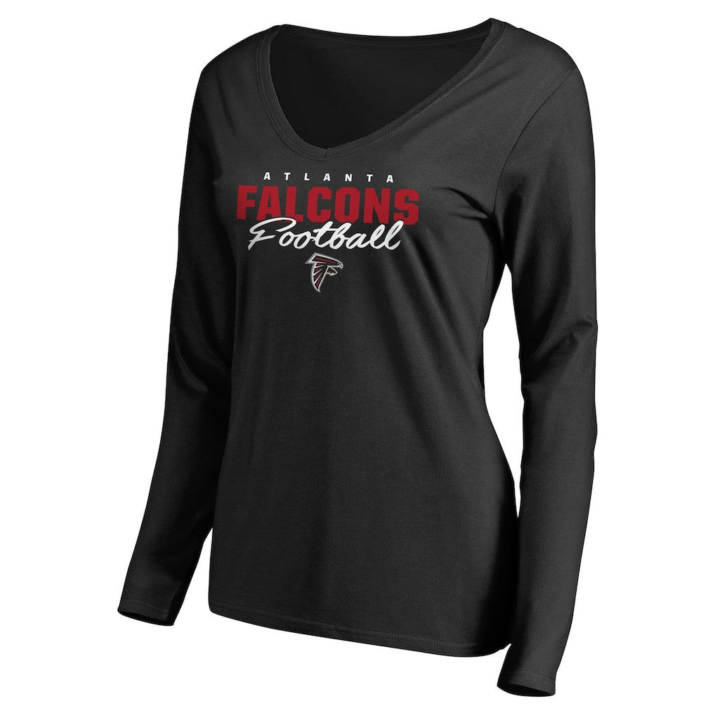 Atlanta Falcons  Women's Iconic Collection Script Assist Long Sleeve V-Neck T-Shirt