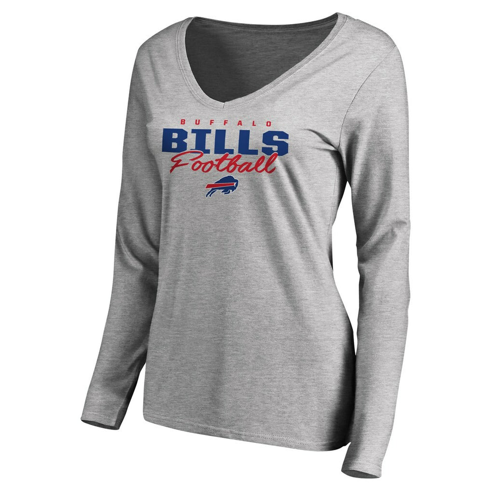 Buffalo Bills  Women's Iconic Collection Script Assist Long Sleeve V-Neck T-Shirt