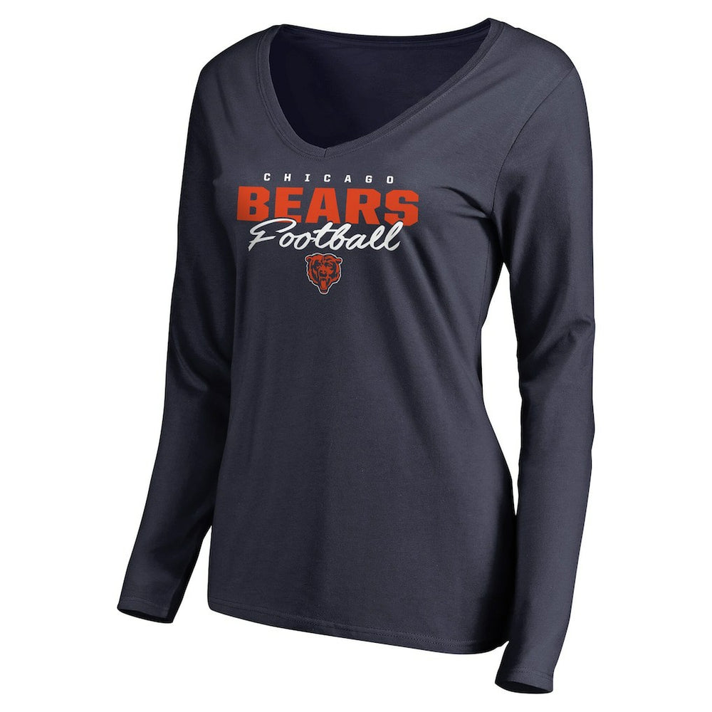 Chicago Bears  Women's Iconic Collection Script Assist Long Sleeve V-Neck T-Shirt