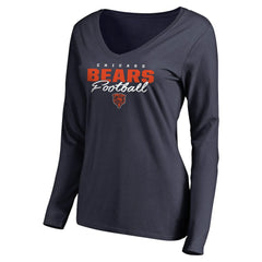 Chicago Bears  Women's Iconic Collection Script Assist Long Sleeve V-Neck T-Shirt