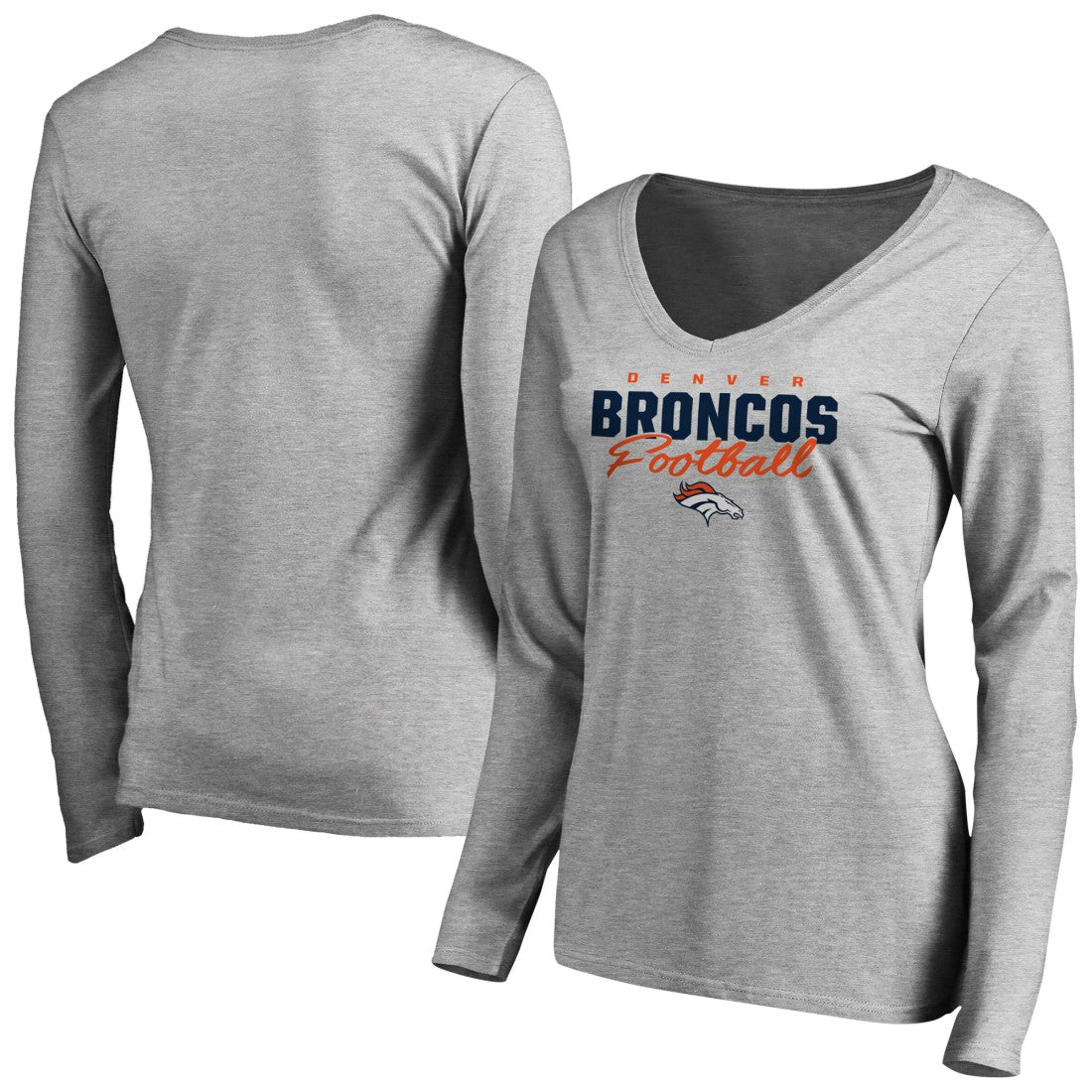 Denver Broncos  Women's Iconic Collection Script Assist Long Sleeve V-Neck T-Shirt