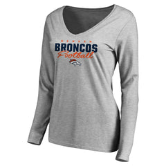 Denver Broncos  Women's Iconic Collection Script Assist Long Sleeve V-Neck T-Shirt
