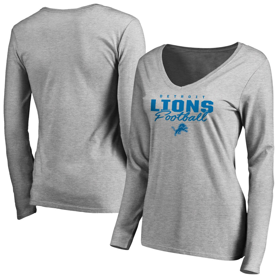 Detroit Lions  Women's Iconic Collection Script Assist Long Sleeve V-Neck T-Shirt